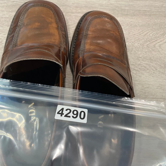 Prada Brown Leather Slip On Penny Loafers Men's 10.5 - Picture 9 of 9